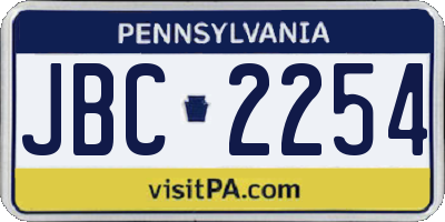 PA license plate JBC2254