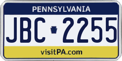 PA license plate JBC2255