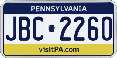 PA license plate JBC2260