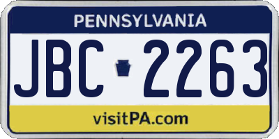 PA license plate JBC2263