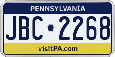PA license plate JBC2268