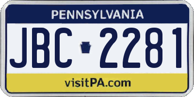 PA license plate JBC2281