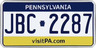 PA license plate JBC2287