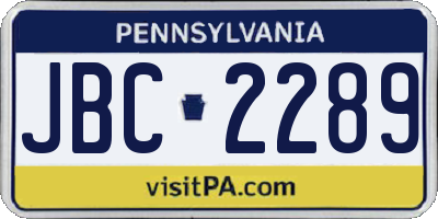 PA license plate JBC2289