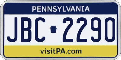 PA license plate JBC2290