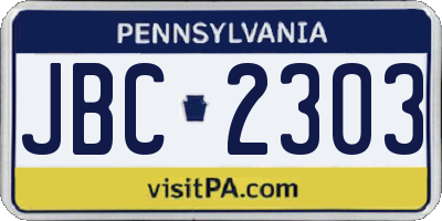 PA license plate JBC2303