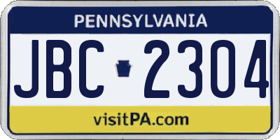 PA license plate JBC2304