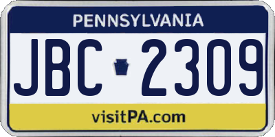 PA license plate JBC2309