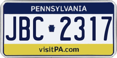 PA license plate JBC2317