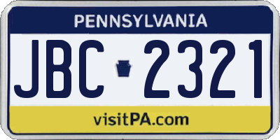 PA license plate JBC2321
