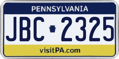 PA license plate JBC2325