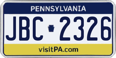 PA license plate JBC2326