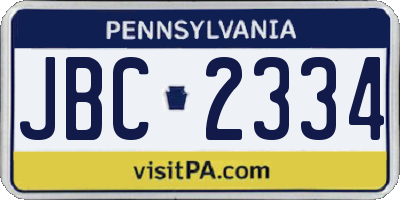 PA license plate JBC2334