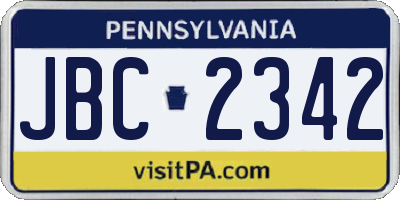 PA license plate JBC2342
