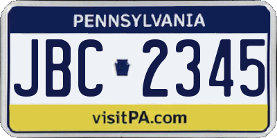 PA license plate JBC2345