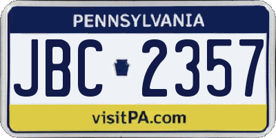 PA license plate JBC2357