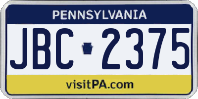 PA license plate JBC2375