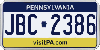 PA license plate JBC2386