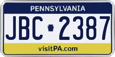 PA license plate JBC2387