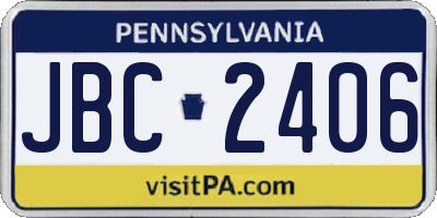 PA license plate JBC2406