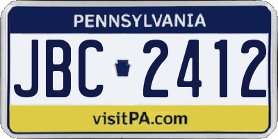 PA license plate JBC2412