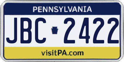 PA license plate JBC2422