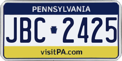 PA license plate JBC2425
