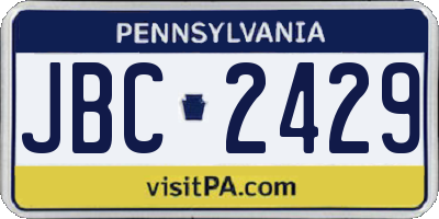 PA license plate JBC2429