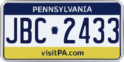 PA license plate JBC2433