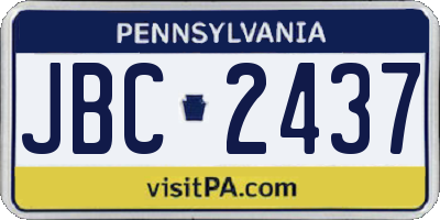 PA license plate JBC2437