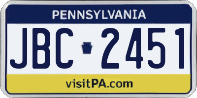 PA license plate JBC2451