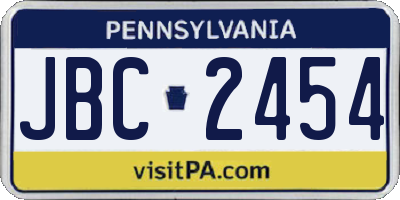 PA license plate JBC2454