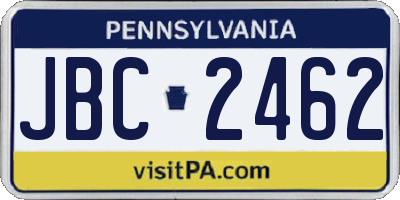 PA license plate JBC2462
