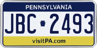 PA license plate JBC2493