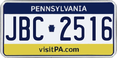 PA license plate JBC2516