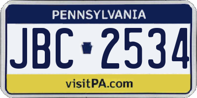 PA license plate JBC2534