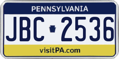 PA license plate JBC2536