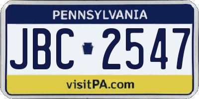 PA license plate JBC2547