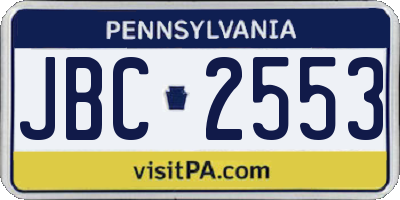 PA license plate JBC2553