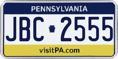 PA license plate JBC2555