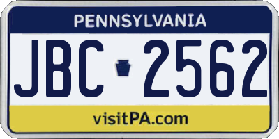 PA license plate JBC2562