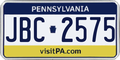 PA license plate JBC2575