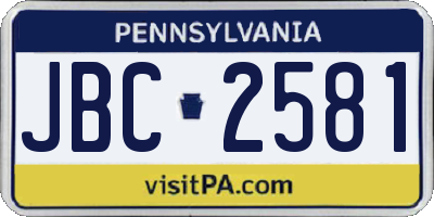 PA license plate JBC2581