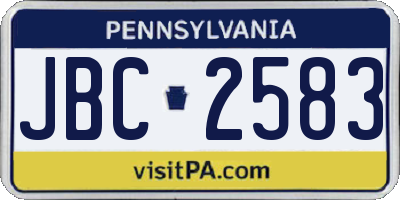 PA license plate JBC2583
