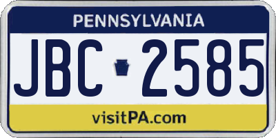 PA license plate JBC2585