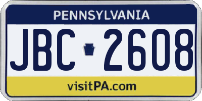 PA license plate JBC2608