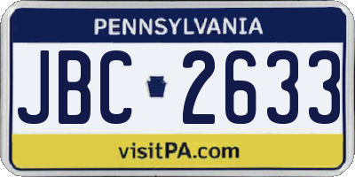 PA license plate JBC2633