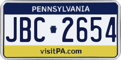 PA license plate JBC2654