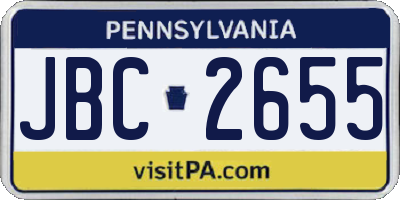 PA license plate JBC2655