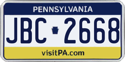 PA license plate JBC2668